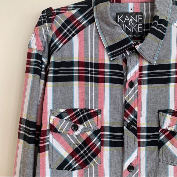 Kane & Unke 2XL plaid button up long sleeve top! - Picture 2 of 7
